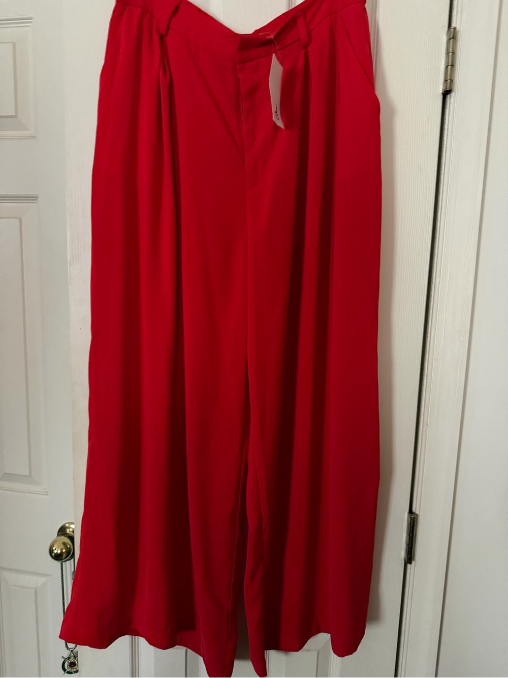 High-Waist Wide-Leg Red Women's Pants